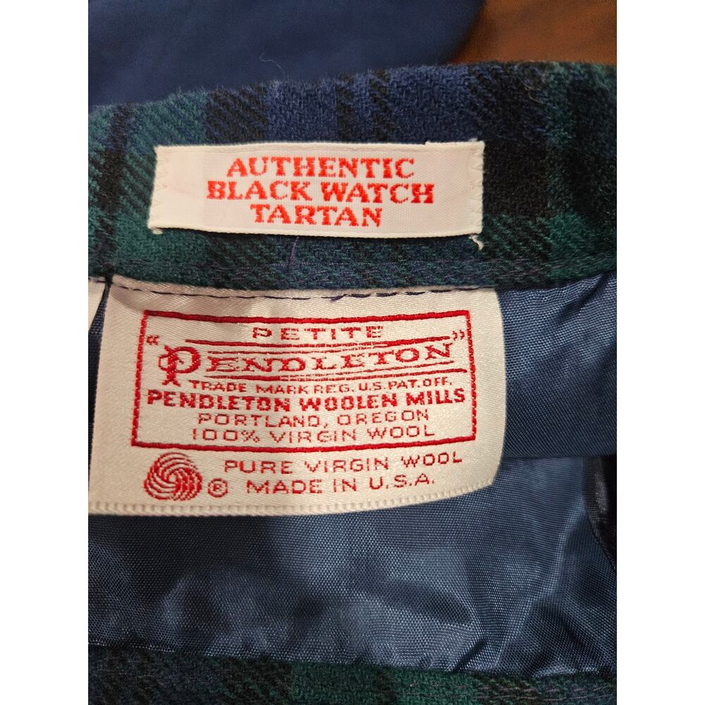 Vintage Pendleton Women's Wool Plaid Tartan Green Blue Skirt Blazer Suit Size 6 - Picture 8 of 14